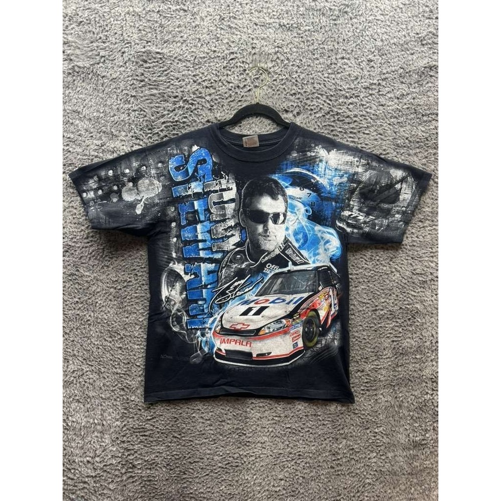 Y2k Chase Authentics Tony Stewart NASCAR All Over Print T-Shirt Black Men Size L